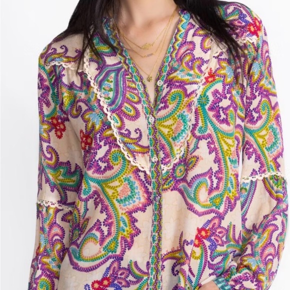 JOHNNY WAS Noellie Silk Shirt Size S - Picture 2 of 3